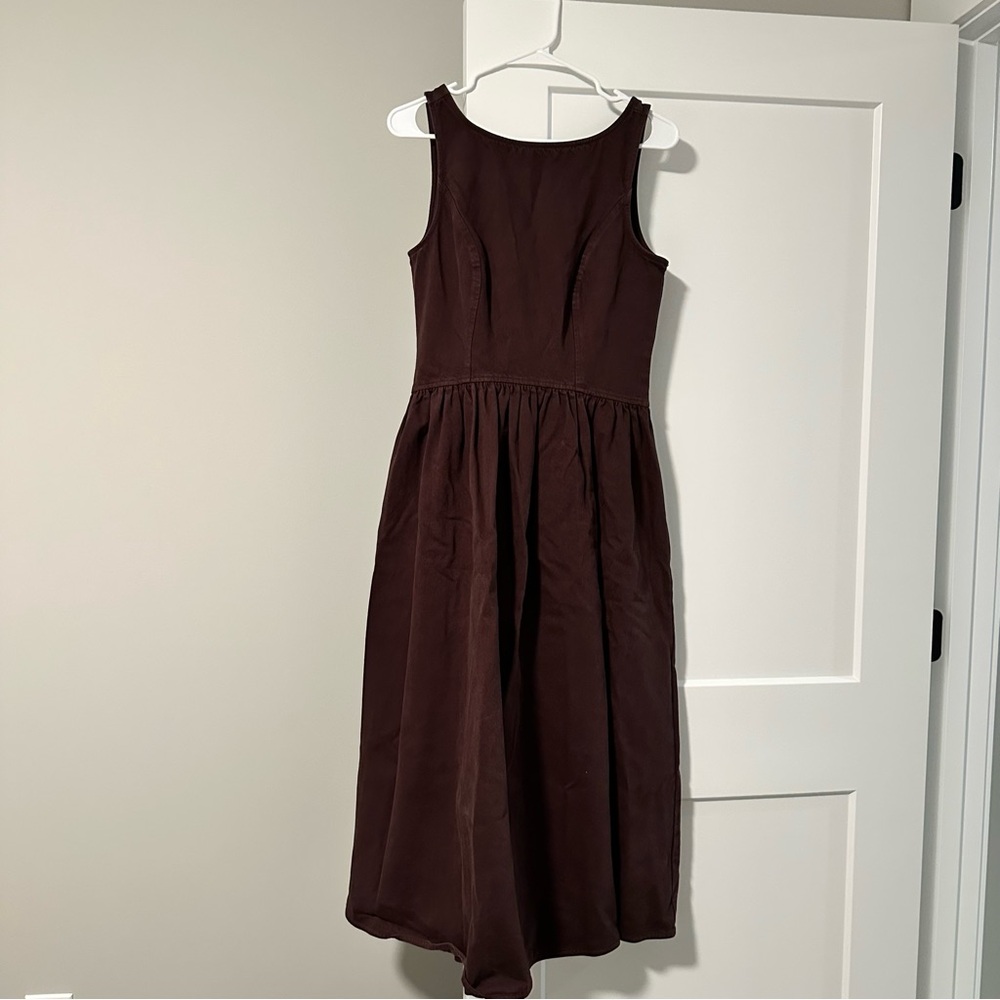 WAYF Amelia Denim Midi Dress Brown Women’s Medium 🤎 - Picture 5 of 11